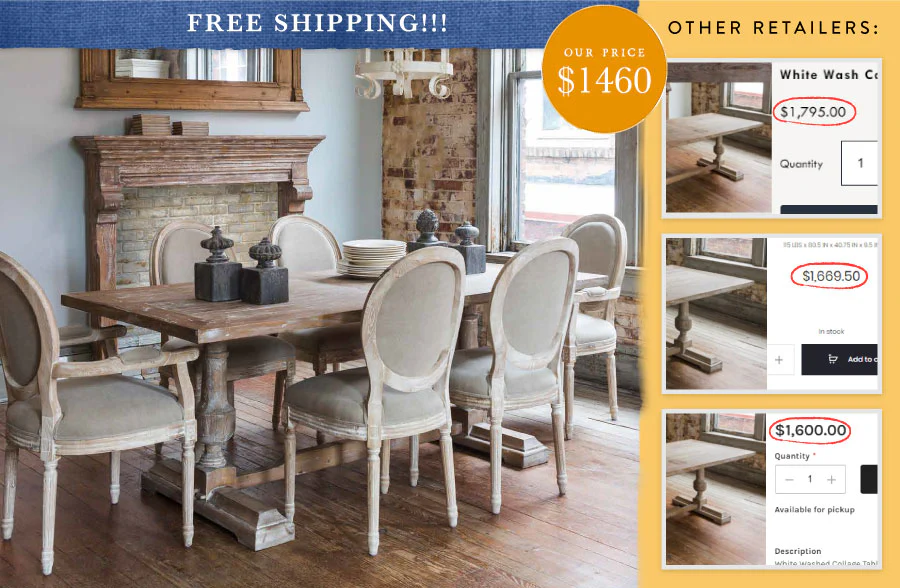 White Washed Column Table