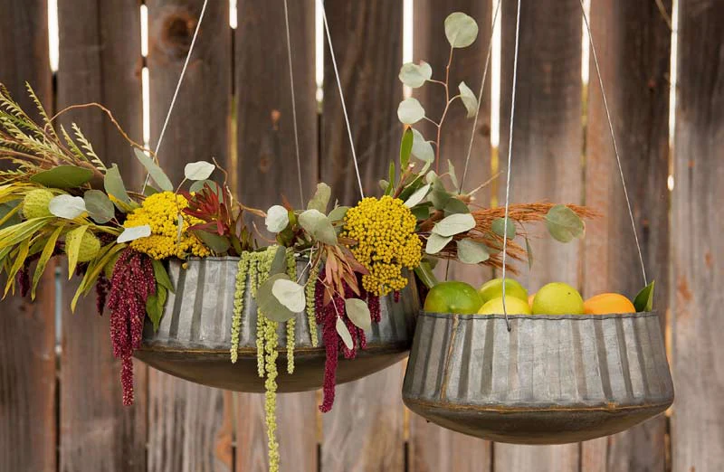 Corrugated Metal Hanging Planters  Set of 3