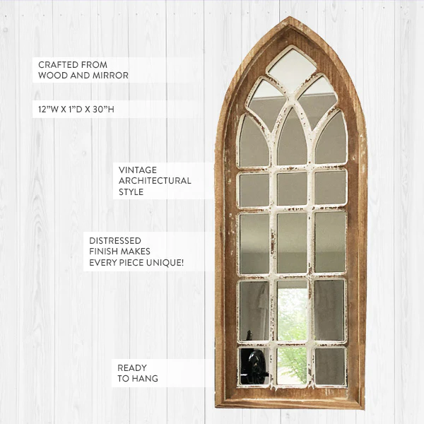 European Cathedral Arch Window Mirror