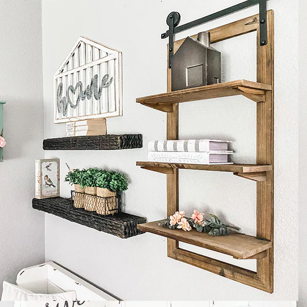 Barndoor Inspired Three Tiered Shelf