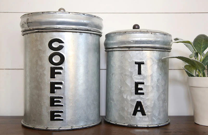 Galvanized Kitchen Canisters. Set of 2
