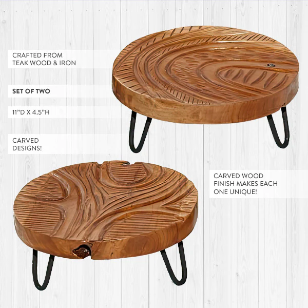 Teak Wood Risers, Set of 2