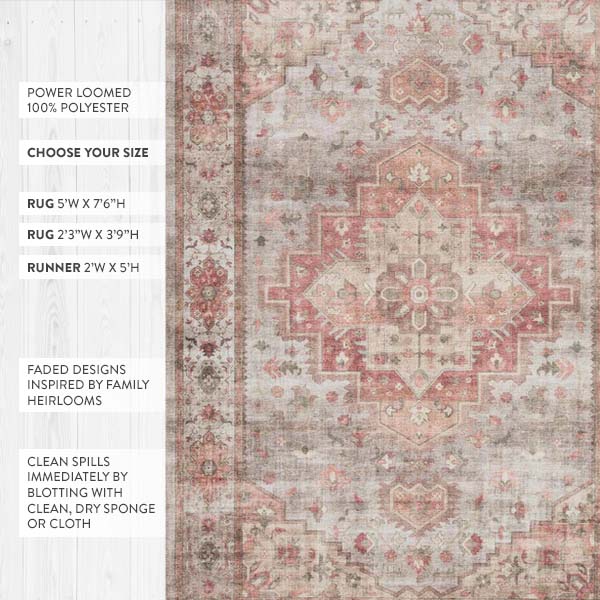 Vintage Rust Area Rug, Pick Your Size