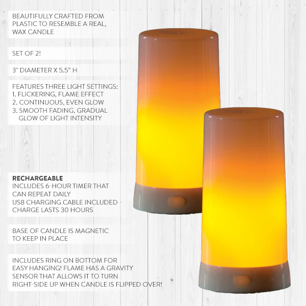 LED Glowing Candle, Set of 2