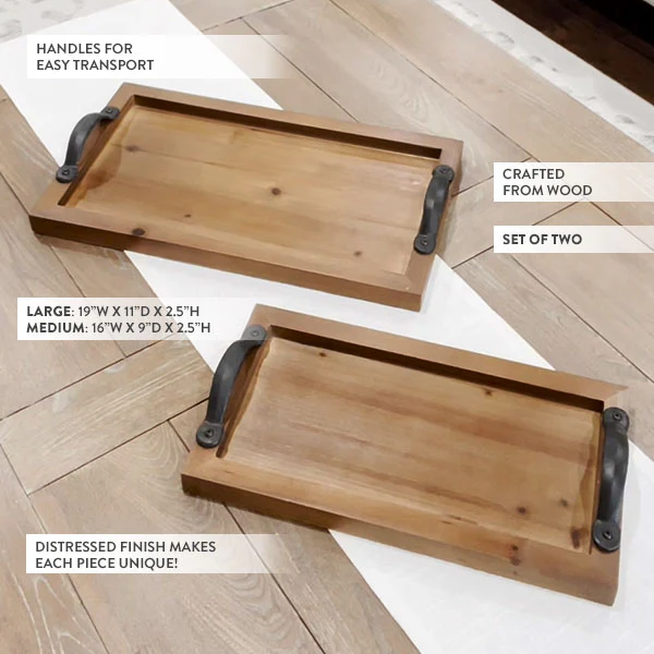 Modern Rustic Serving Trays, Set of 2