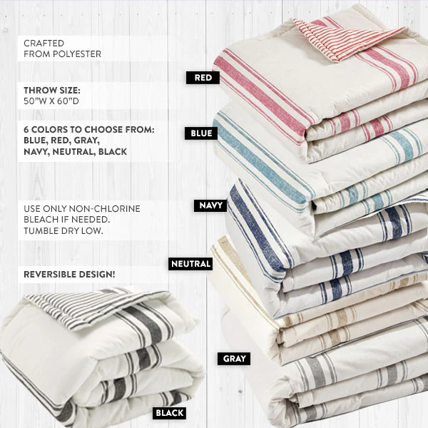 Double-Sided Cotton Throw Blanket, Pick Your Color