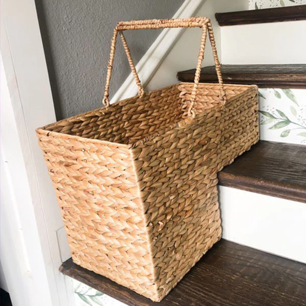 Woven Stair Hyacinth Basket with Handles