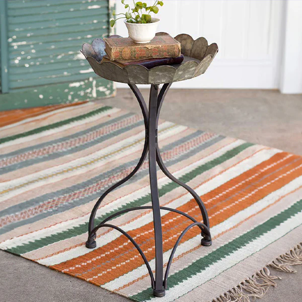 Scalloped Edge Metal Accent Table