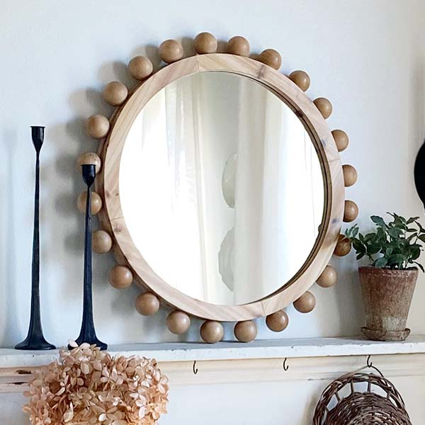 Beaded Edge Wooden Mirror