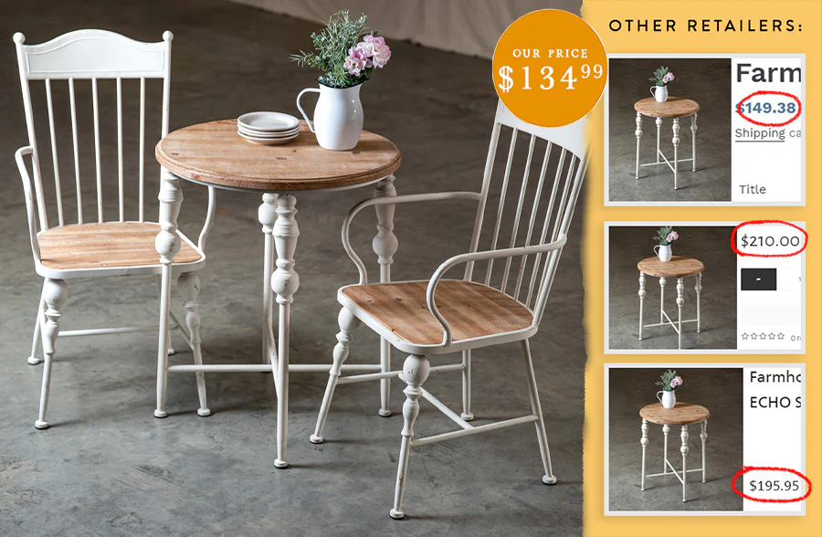 Whitewashed Turned Metal Accent Table