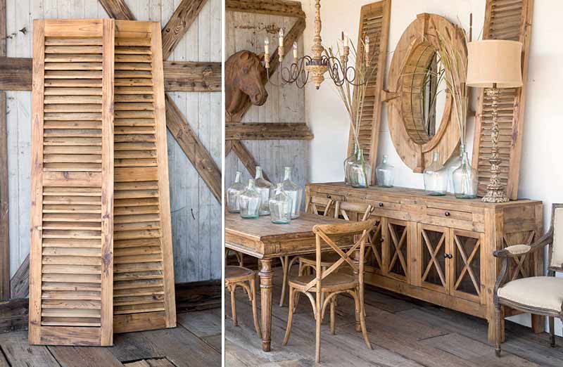 Reclaimed Wood Shutters Decor  Set Of 2