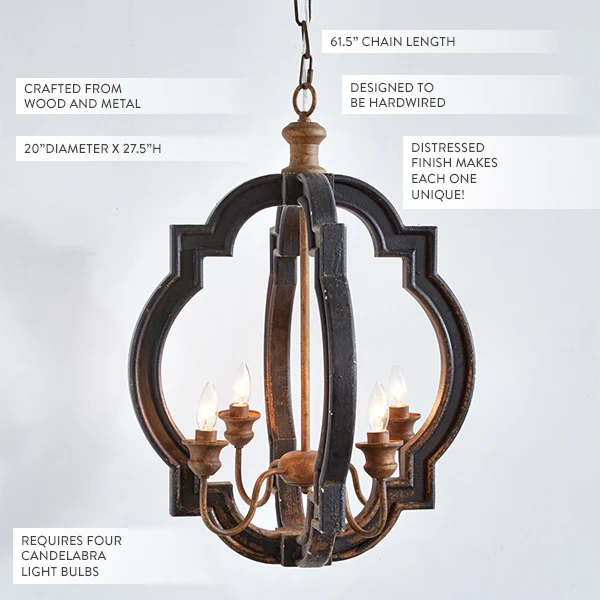 Rustic Finish Scalloped Black Chandelier