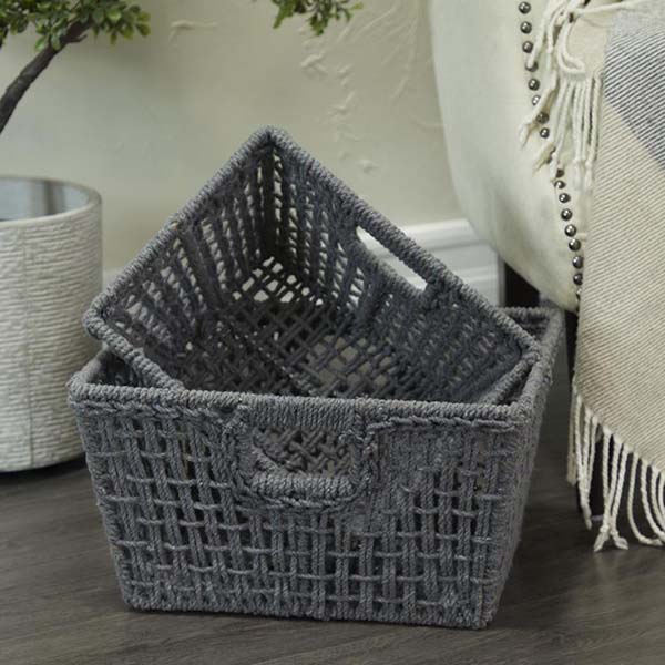 Woven Cotton Storage Baskets, Set of 2