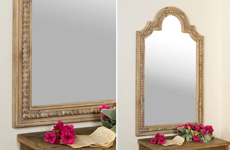 Wooden Bead Trim Mirror