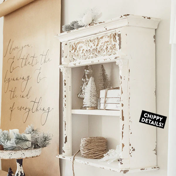 Distressed Victorian Carved Wall Shelf