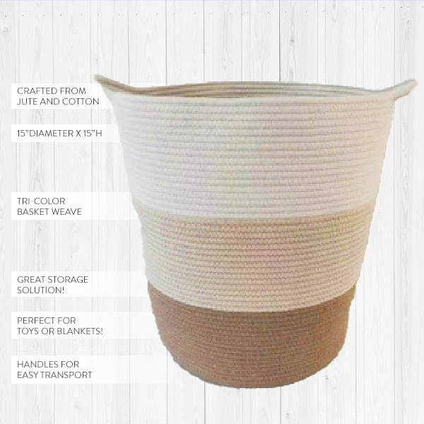 Neutral Striped Cotton Basket