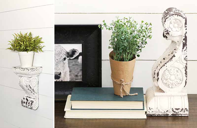 Distressed White Antique Corbel