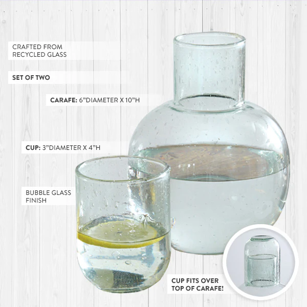 Recycled Glass Bedside Carafe Set