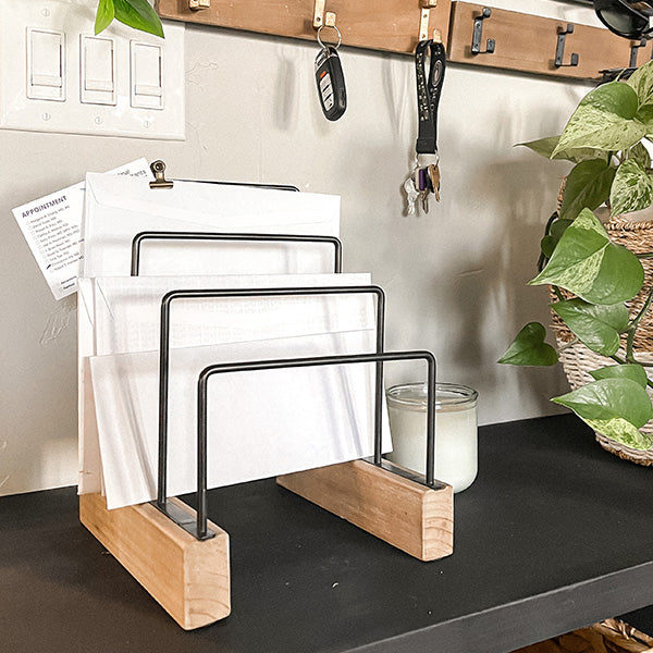 Wood and Metal Mail Holder