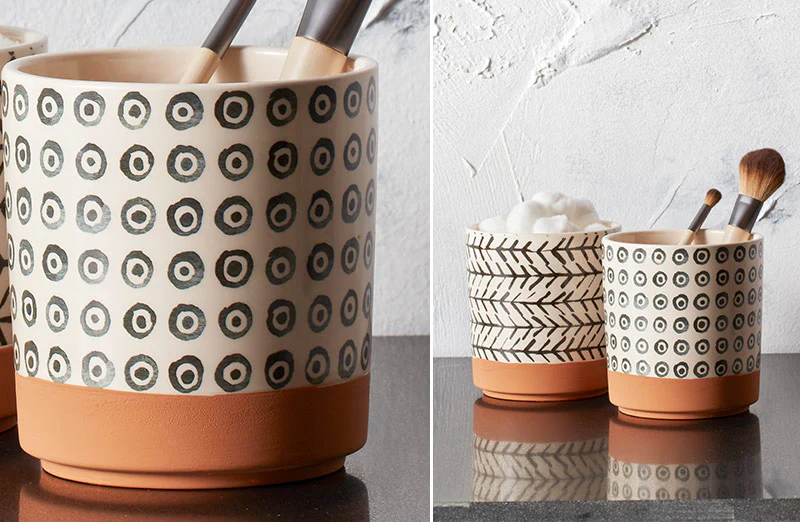 Tribal-Inspired Dolomite Pots  Set of 2