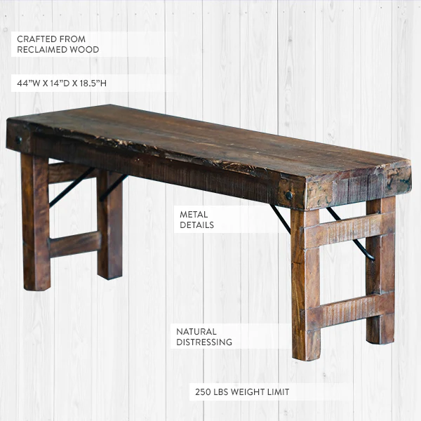 Reclaimed Wood Folding Bench
