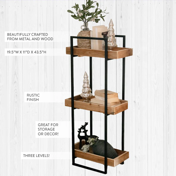 Three Tier Standing Shelf | Modern Industrial