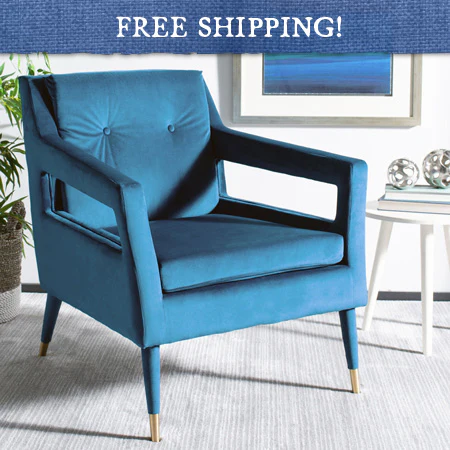 Blue Velvet Upholstered Tufted Armchair