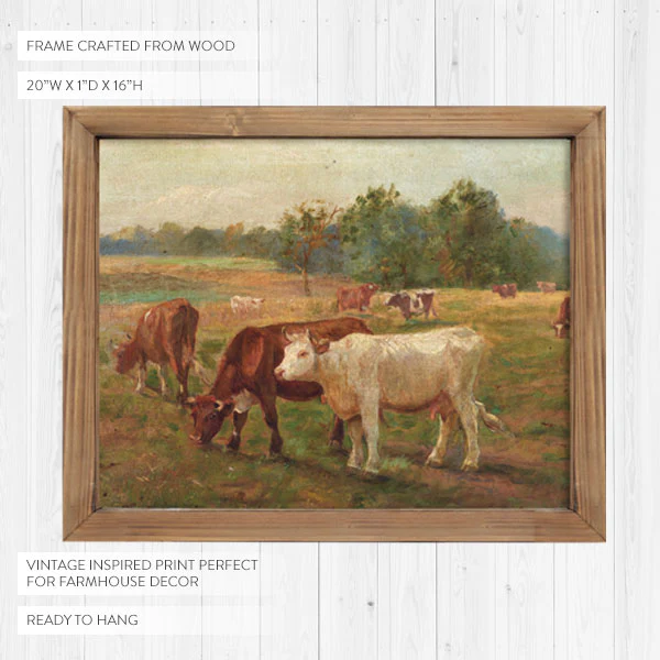Vintage-Inspired Cow Ranch Framed Art