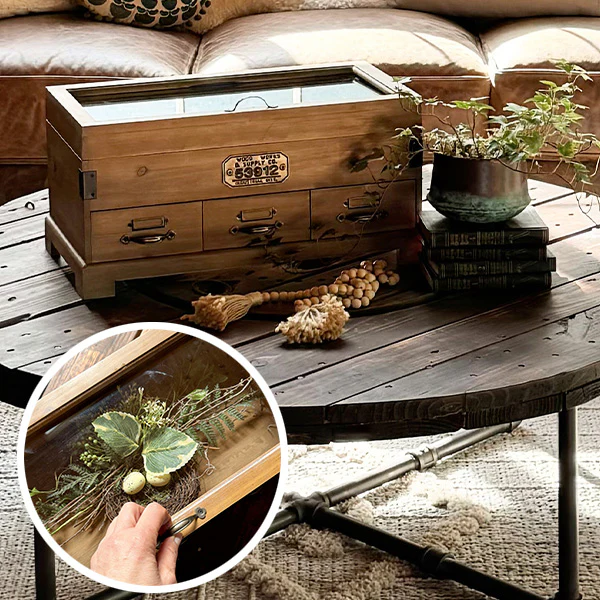 Vintage Inspired Wood Chest With Drawers