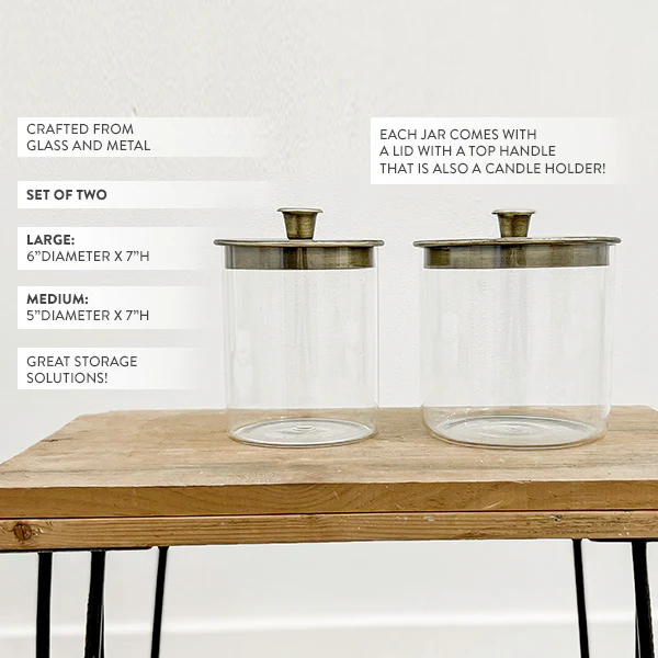 Glass Canister Candle Holders, Set of 2