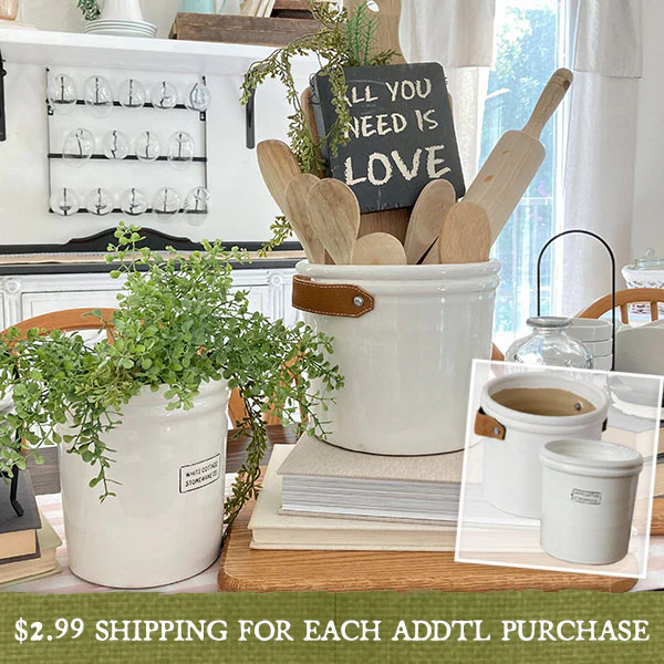 Crackled Finish Ceramic Crock Canister, Pick Your Style