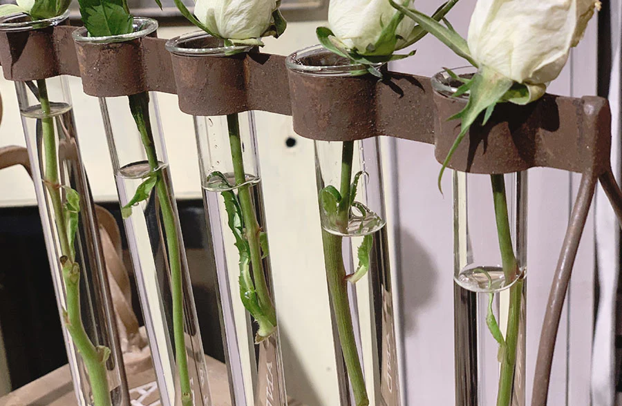 Rustic Floral Tube Display Rack