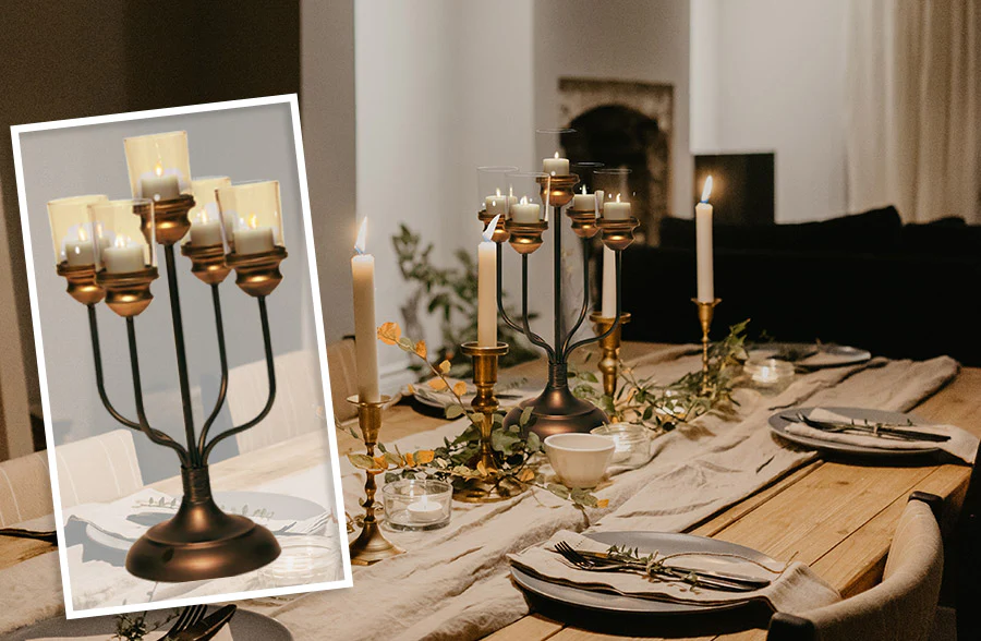 Iron Tabletop Candelabra