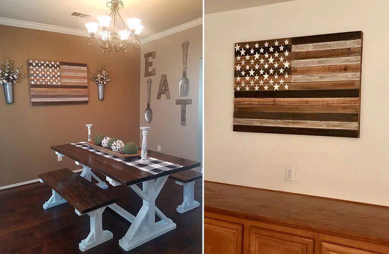 Oversized American Flag Wooden Wall Art
