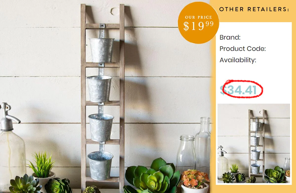 Wooden Ladder With Bucket Planters, Pick Your Style