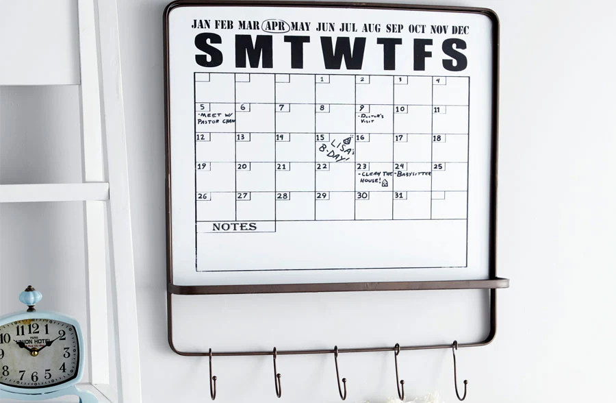 Dry Erase Calendar Wall Rack