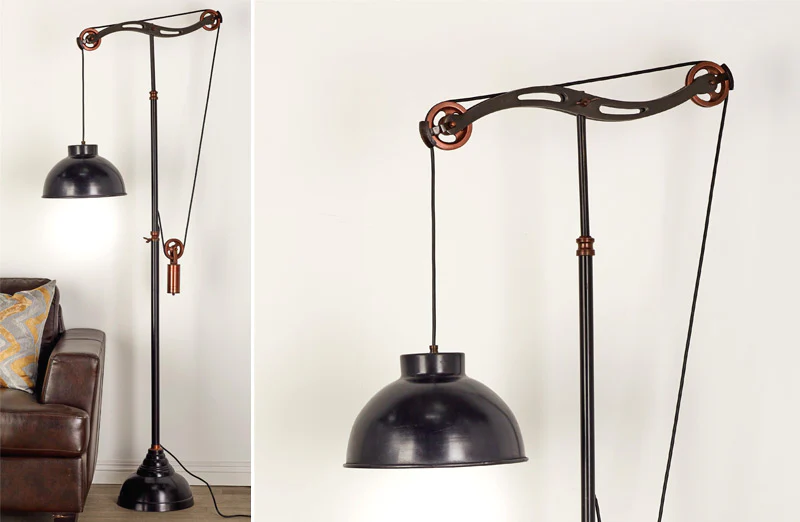 Industrial Pulley Floor Lamp