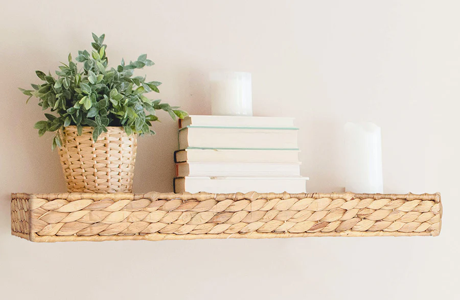 Handwoven Water Hyacinth Wall Shelf