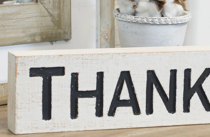 Whitewashed Wooden Thankful Sign