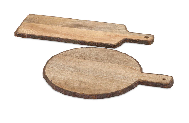 Wood Bark Cheese Trays  Set Of 2