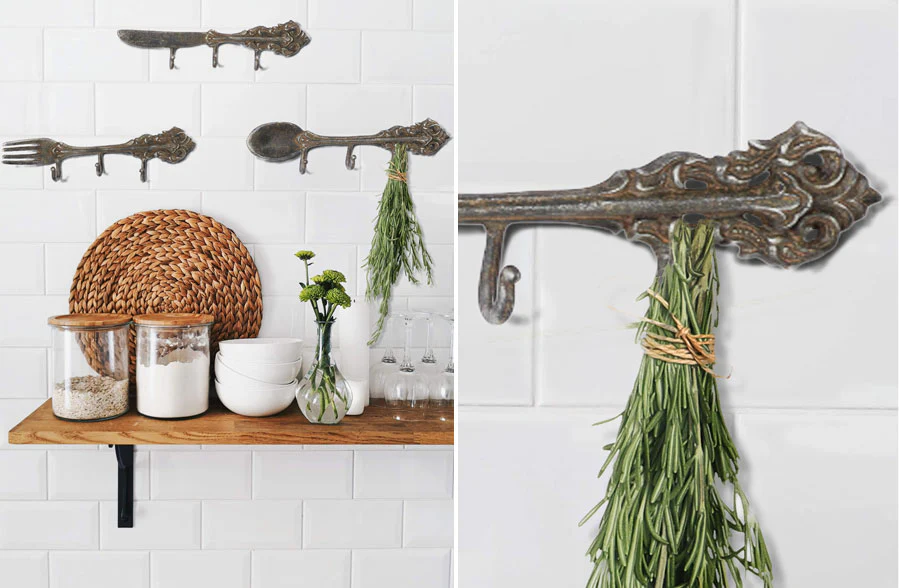 Decorative Fork, Spoon and Knife Wall Hooks, Set of 3