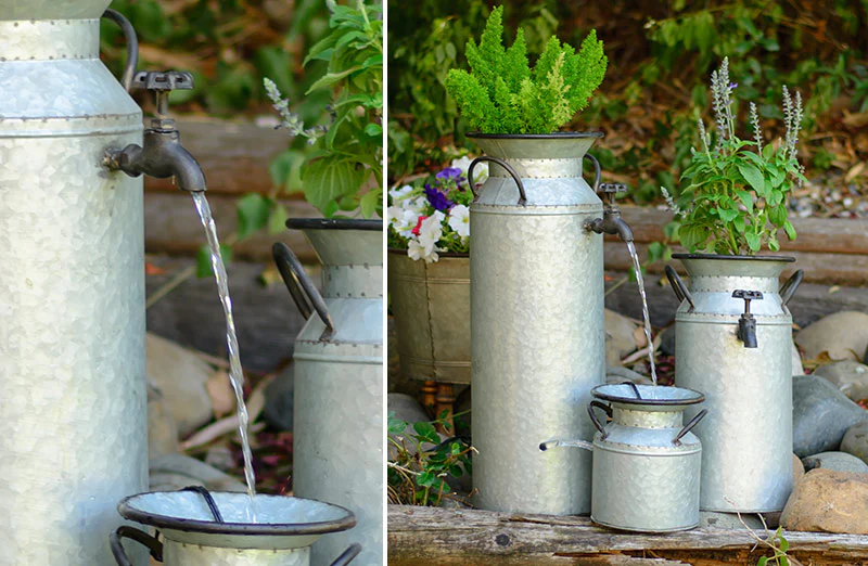 Galvanized Milk Jug Water Fountain