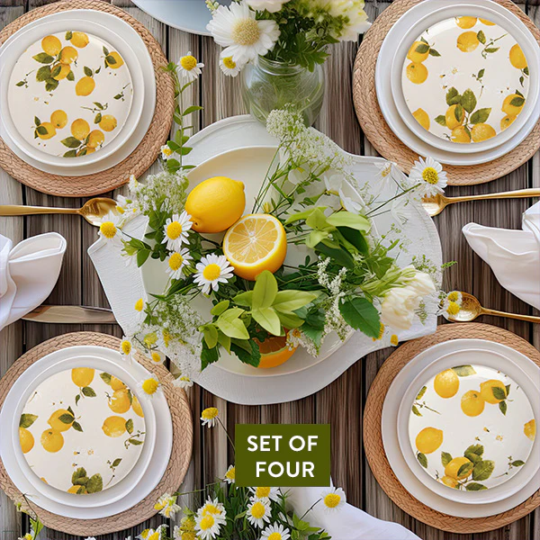 Fruity Fun Lemon Appetizer Plates, Set of 4