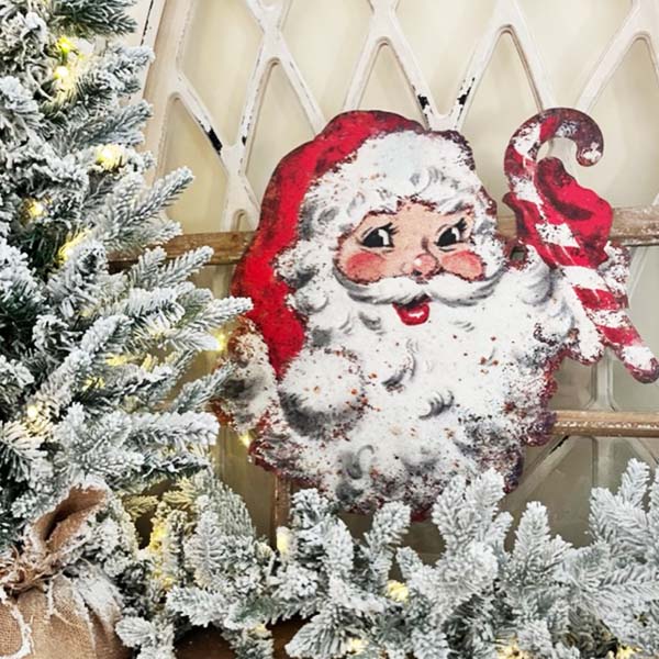 Metal Santa Sign | Vintage Farmhouse Christmas