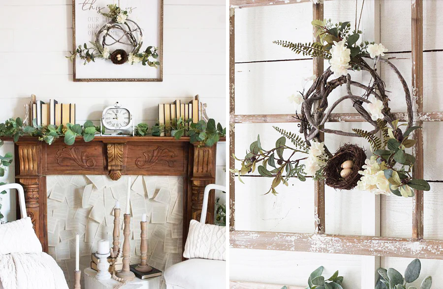 Hydrangea and Bird Nest Vine Wreath