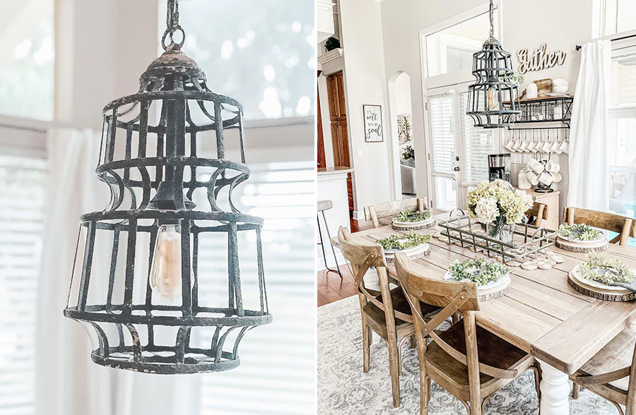 Distressed Metal Caged Pendant Light