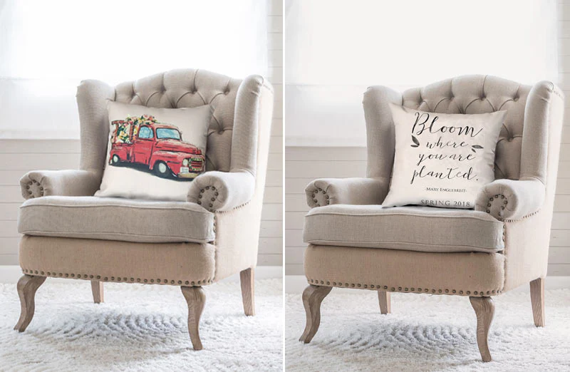 Double Sided Red Truck Pillow Cover