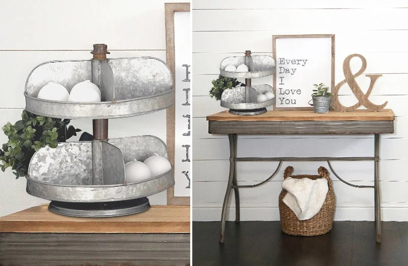 Galvanized Two Tier Serving Tray