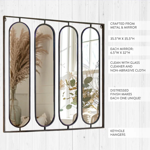Mid-Century Modern Elongated Framed Mirror
