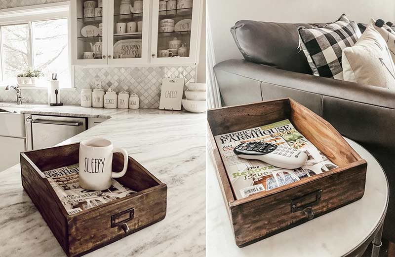Recycled Wood Organizing Bin